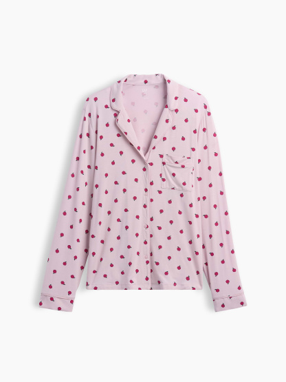 SoftMade Modal PJ Top - Pink apple print