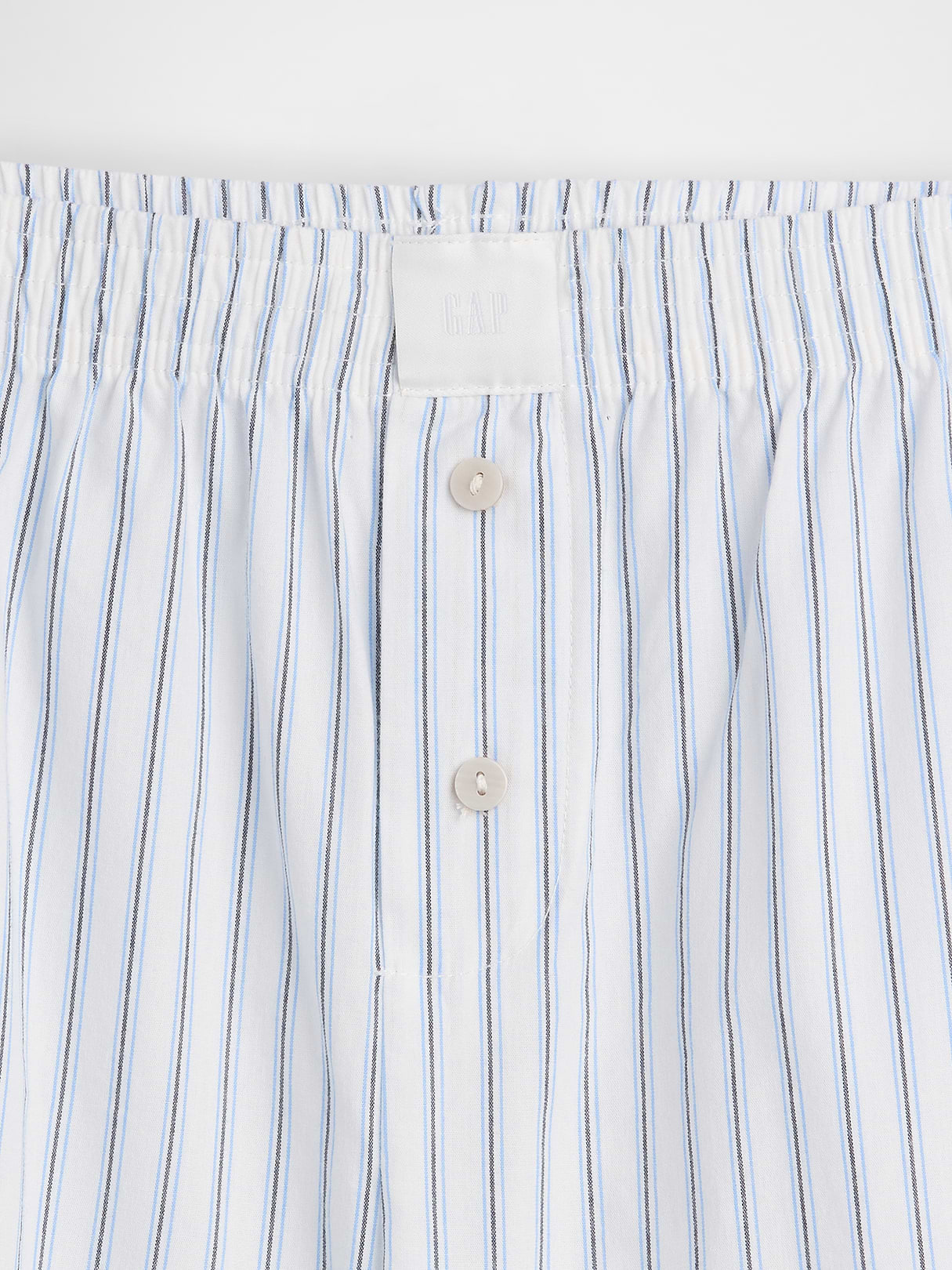 Poplin PJ Boxer Shorts - White & blue stripe