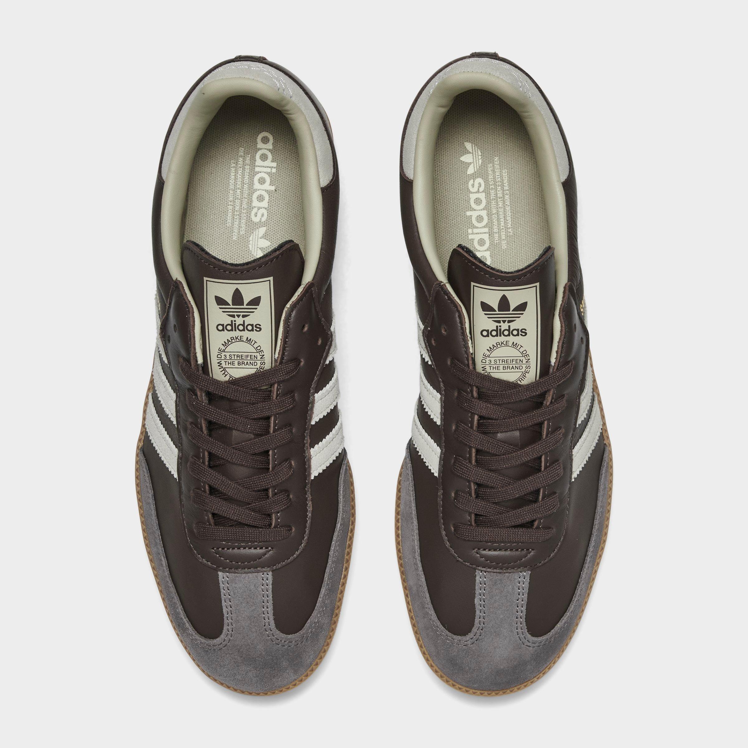 Men's adidas Originals Samba OG Casual Shoes - Part 1 - Brown/Putty Grey/Gold Metallic - Top view