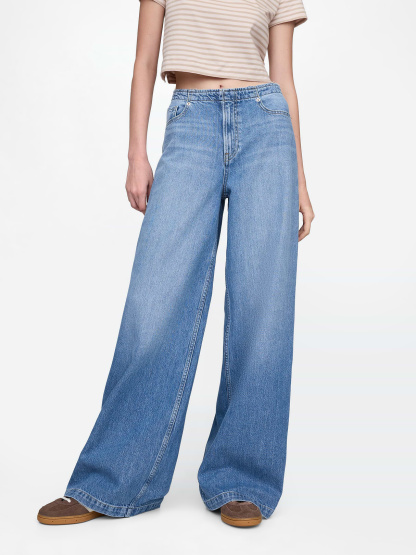 Mid Rise UltraSoft Baggy Jeans - Washed indigo