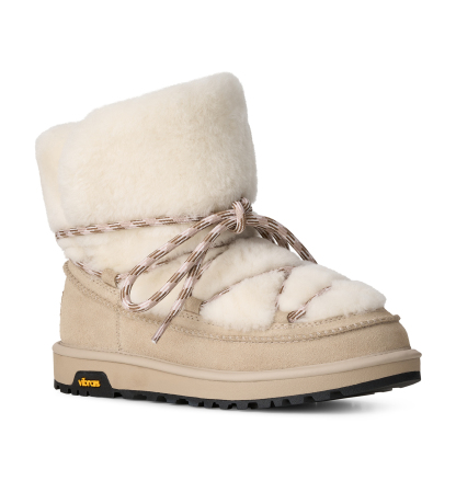 UGG® Women's Classic Tread Fluffed Sheepskin Lace-Up Boots - Moonlight