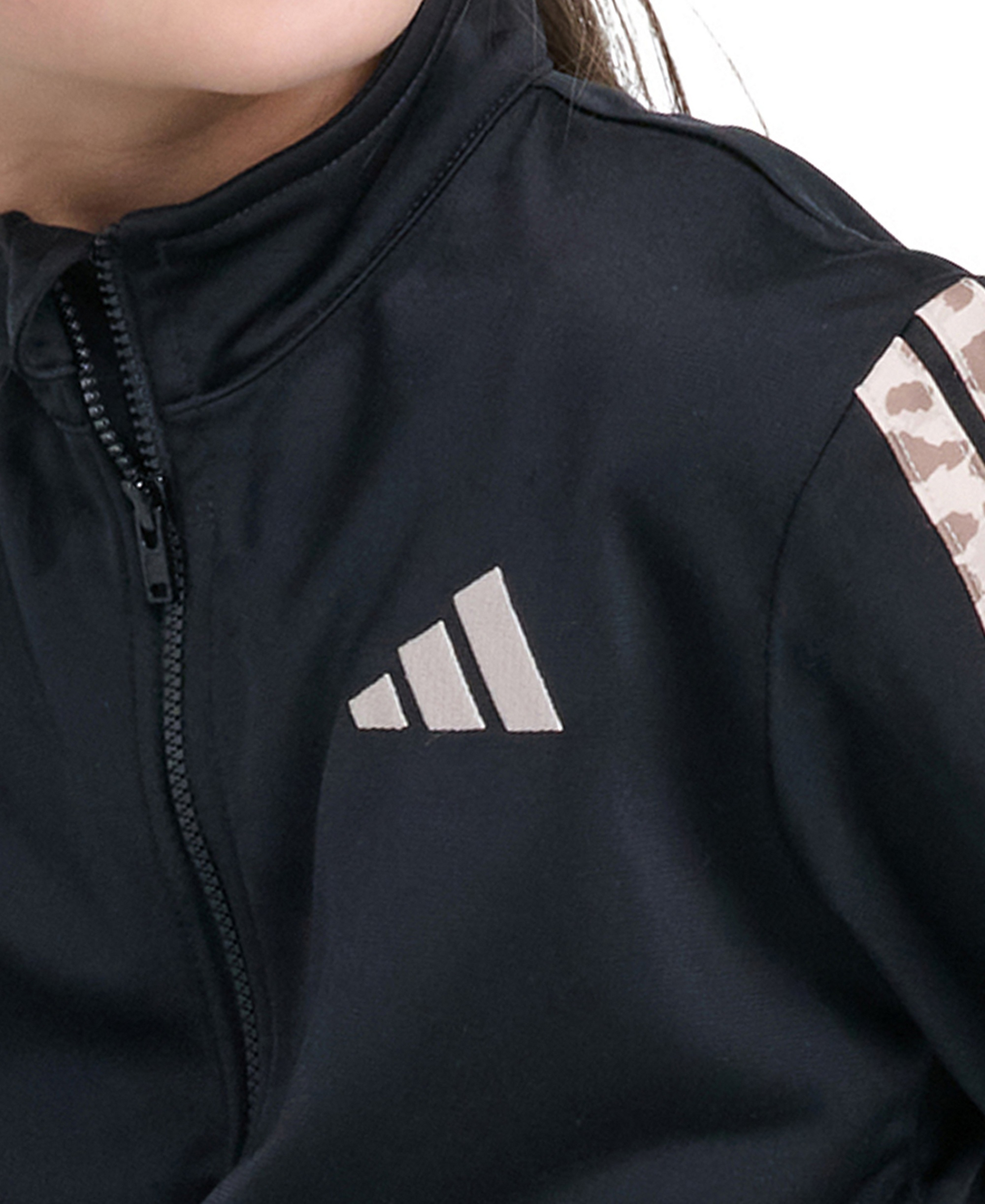 adidas Girls' 2T-6X Long-Sleeve 3-Stripe Jacket and Pants, 2-Piece Set - Black