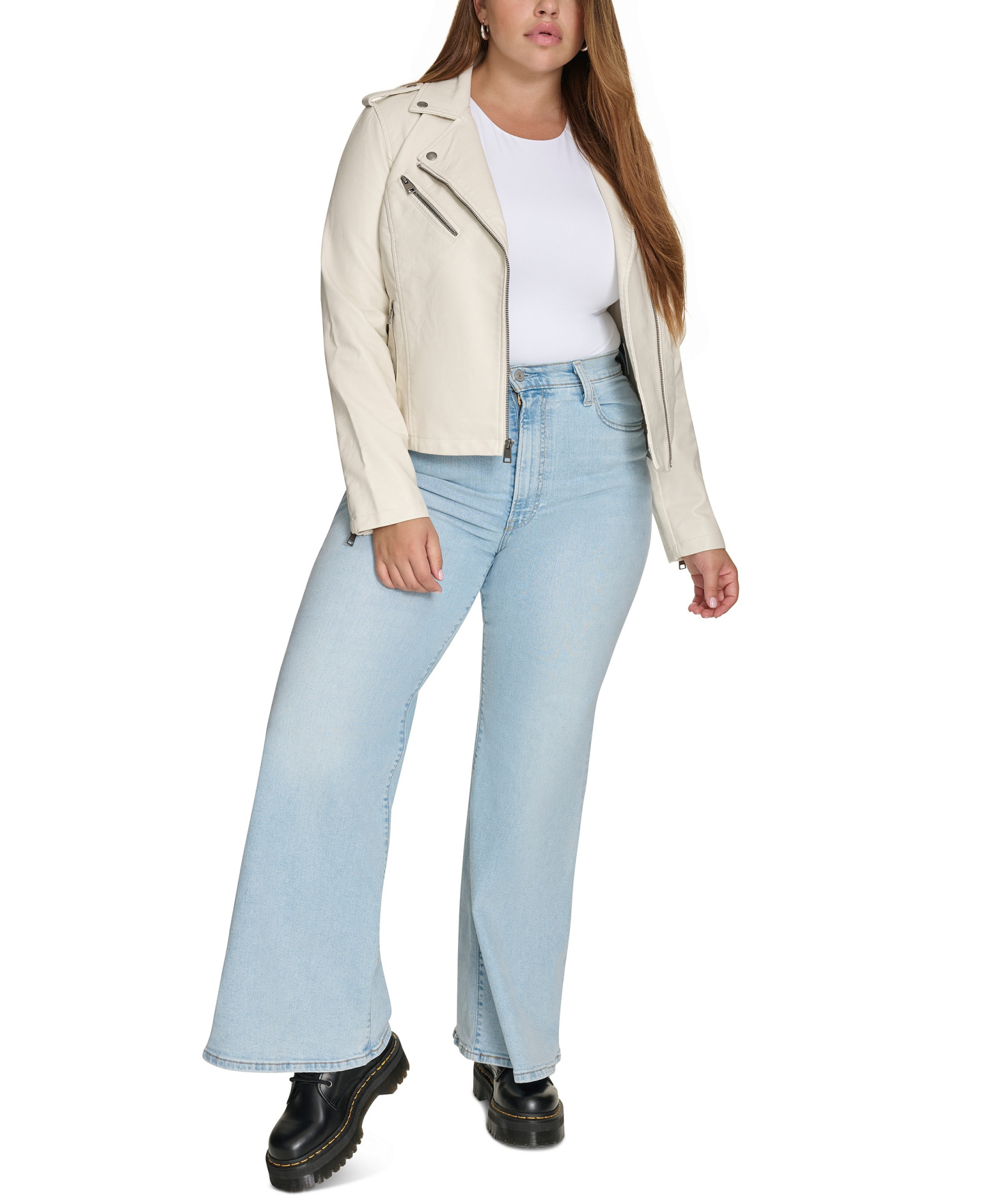 Levi's Women's Classic Faux Leather Asymmetrical Moto Jacket - Oyster