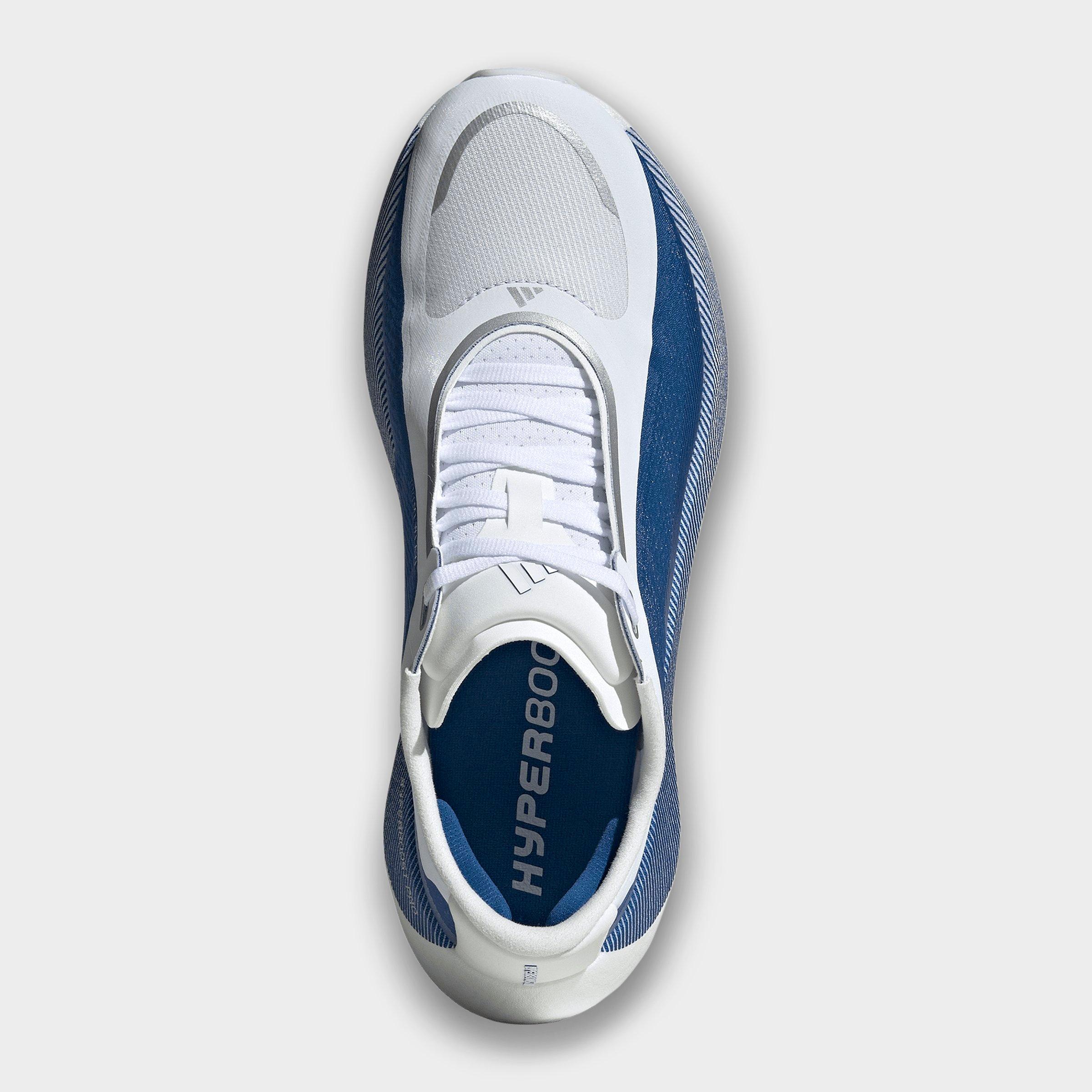 Men's adidas Hyperboost Edge Running Shoes - Part 1 - Cloud White/Equipment Blue/Zero Metallic - Top view