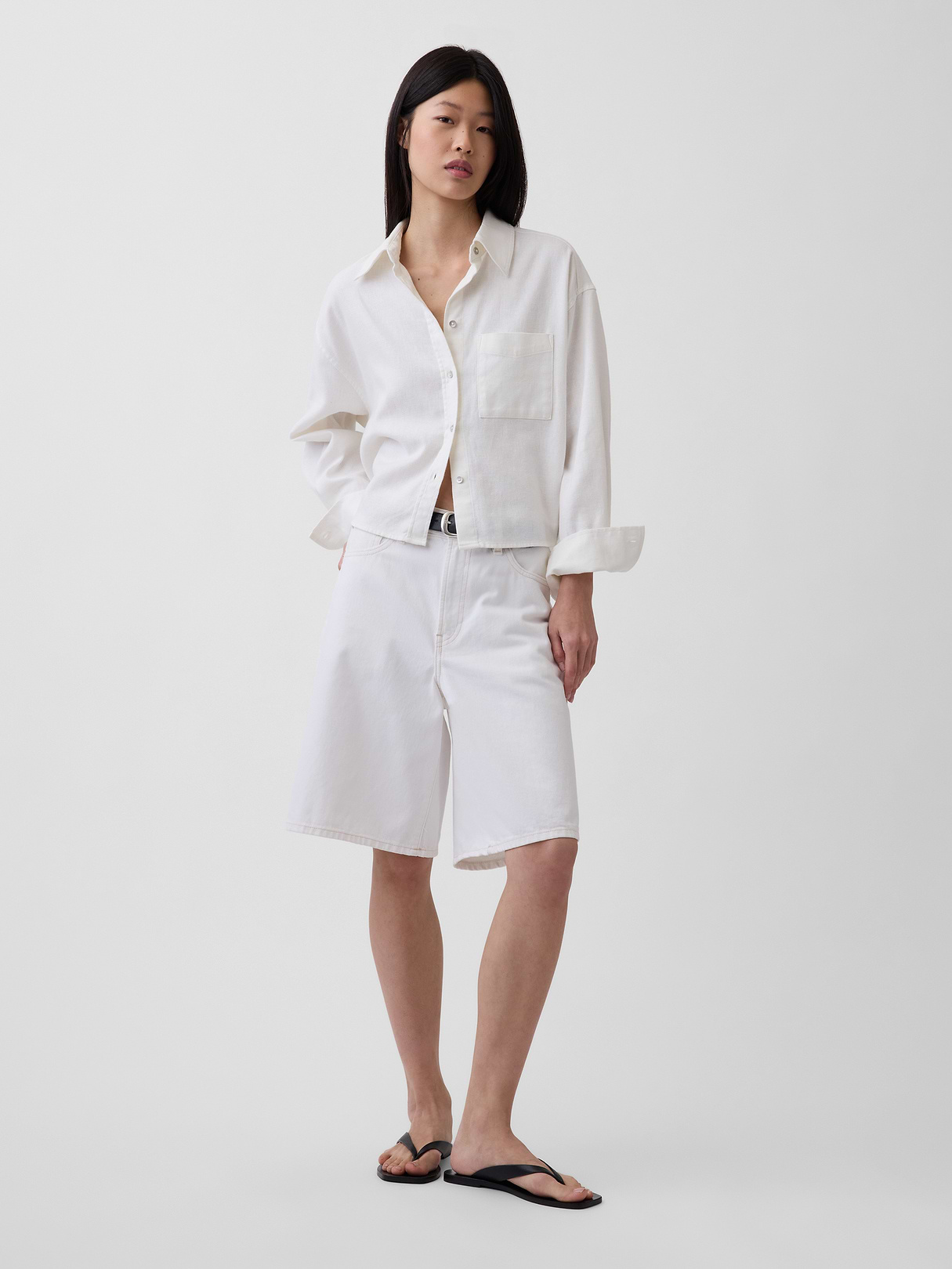 Linen-Cotton Oversized Shirt - New off white