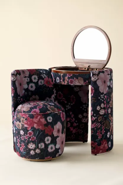 Jane Upholstered Vanity & Stool Set - Moody Floral - view 2