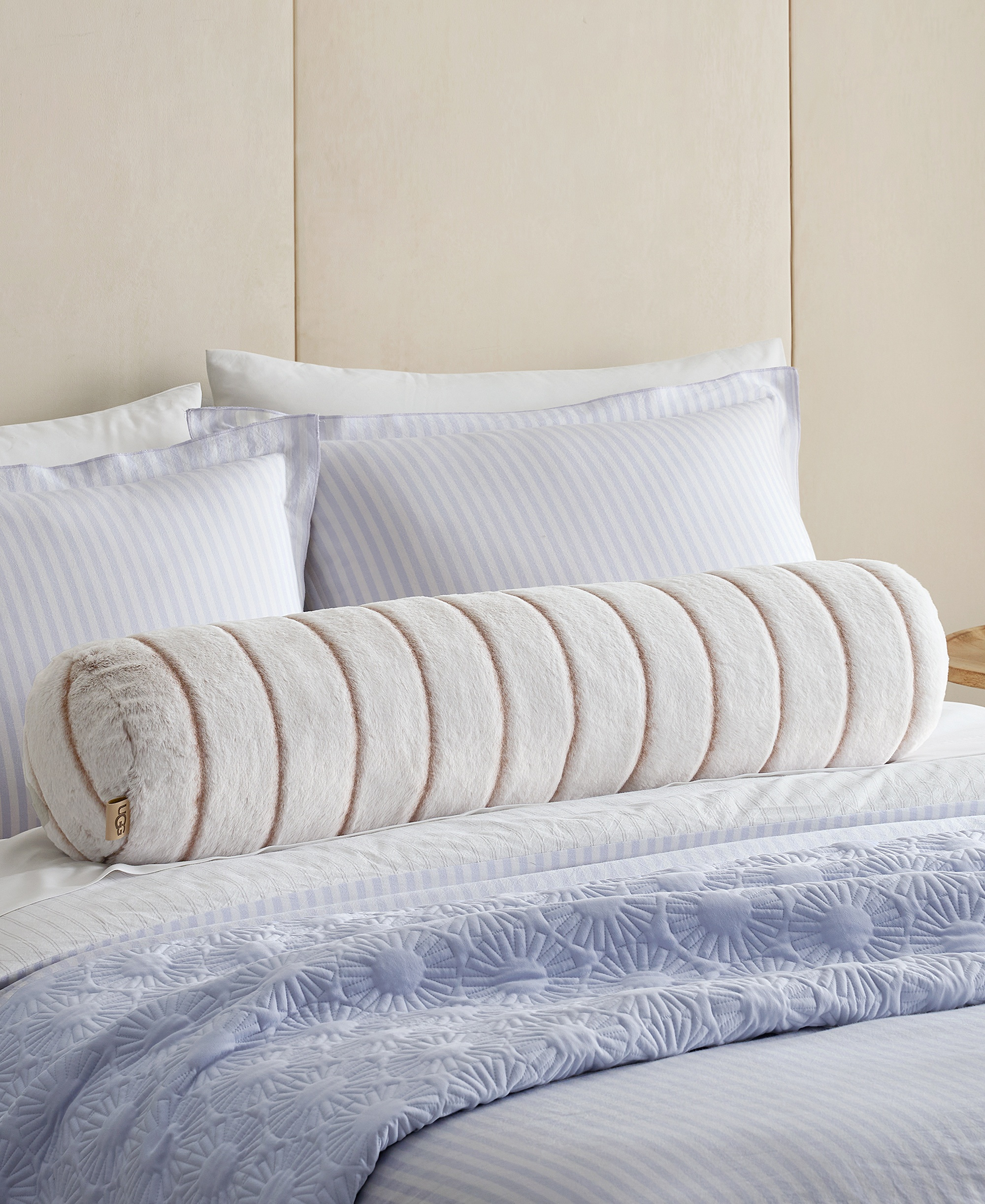 UGG® Stasia Faux Fur Bolster Decorative Pillow, 36" x 8" - Cream