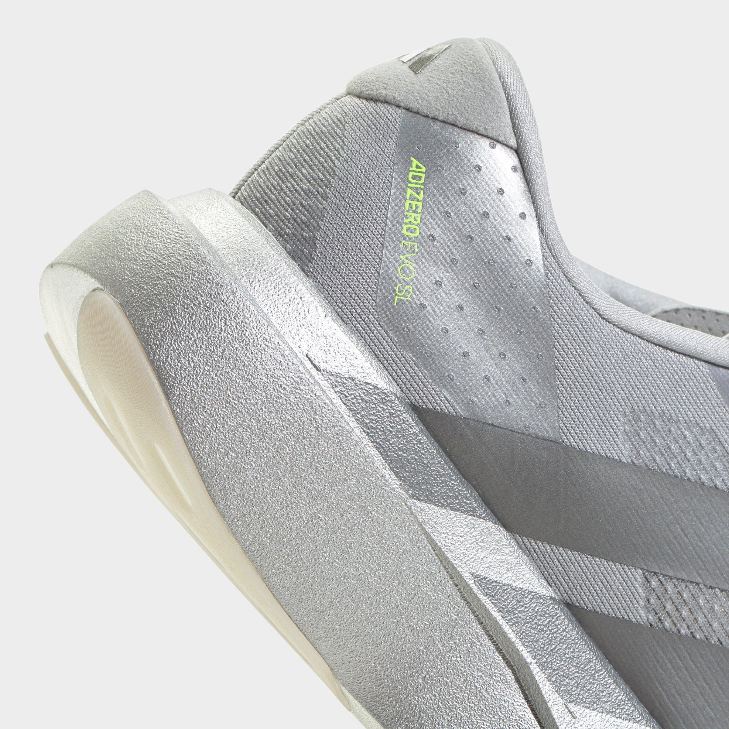 Men's adidas Adizero EVO SL Running Shoes - Part 1 - Silver Metallic/Iron Metallic/Halo Silver - Detail shot