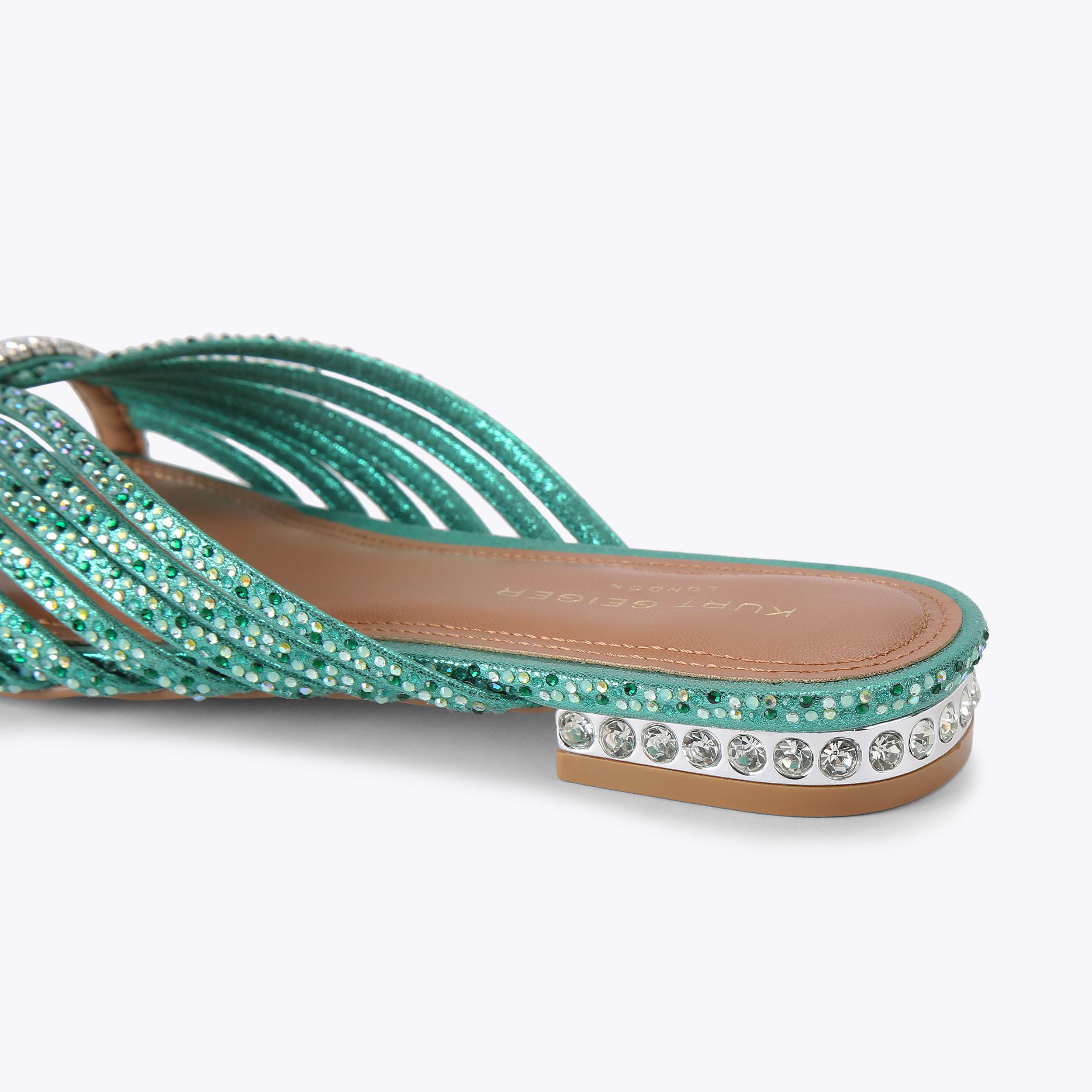 Kurt Geiger London Crystal Strap Flat Mule - Green - view 4