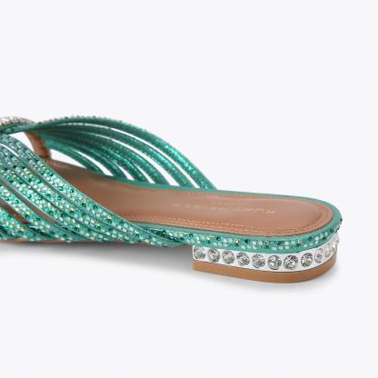 Kurt Geiger London Crystal Strap Flat Mule - Green - view 4