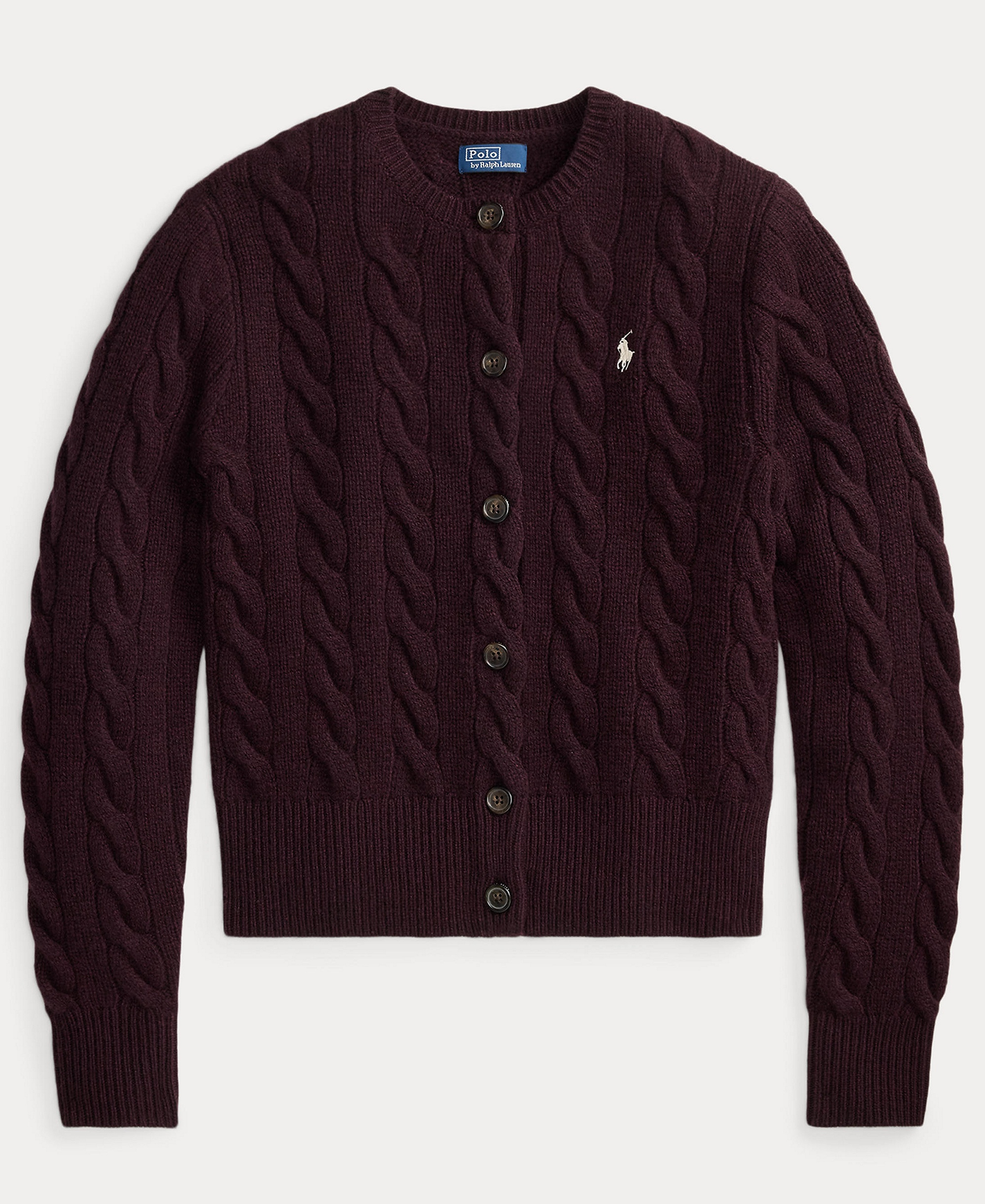 Polo Ralph Lauren Women's Cable-Knit Wool-Cashmere Cardigan Sweater - Damson Melange