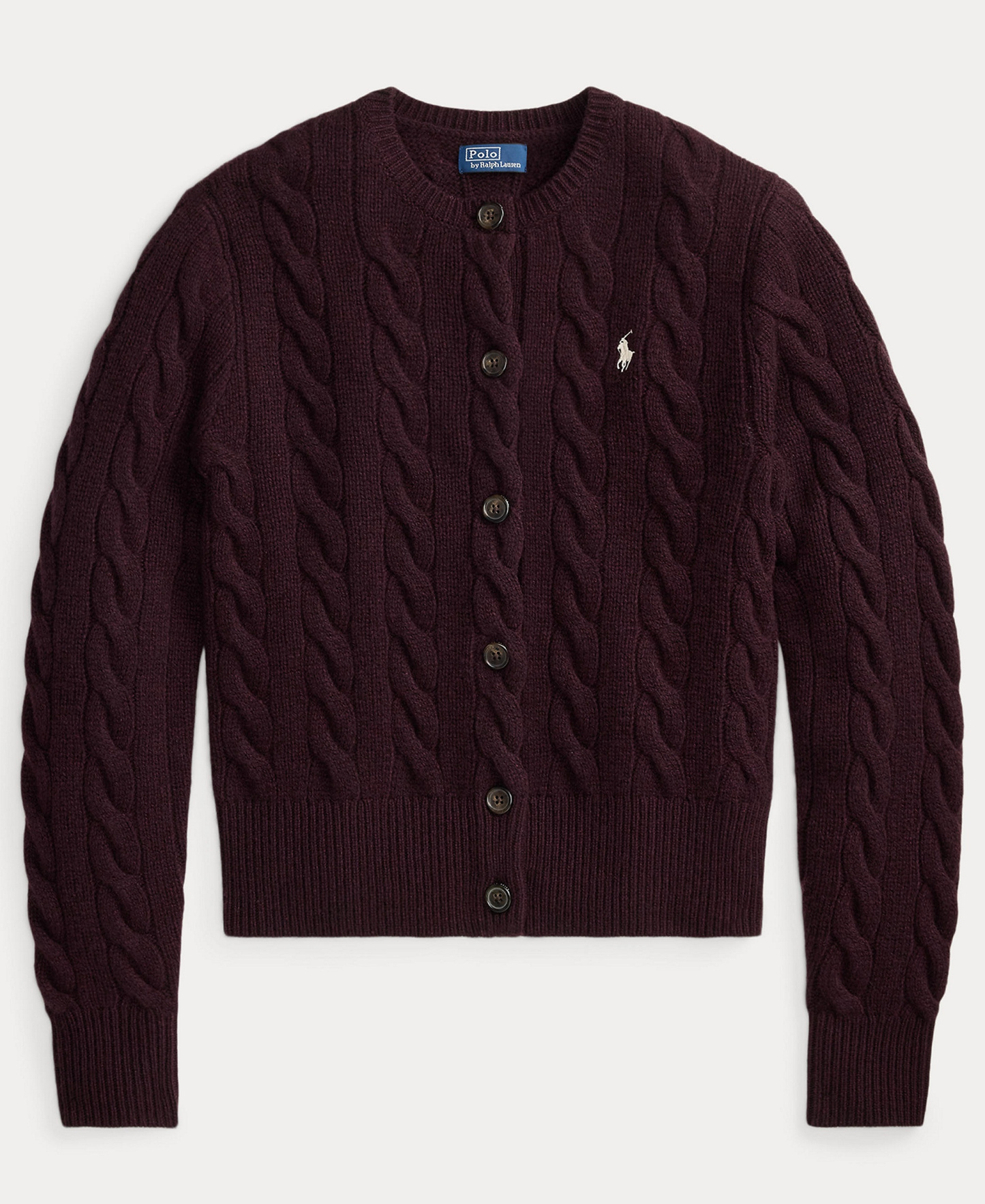 Polo Ralph Lauren Women's Cable-Knit Wool-Cashmere Cardigan Sweater - Damson Melange
