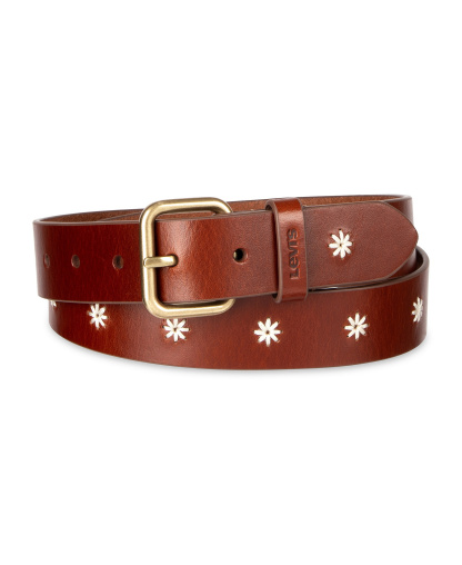 Levi's Women's Casual Floral Embroidered Belt - Cognac
