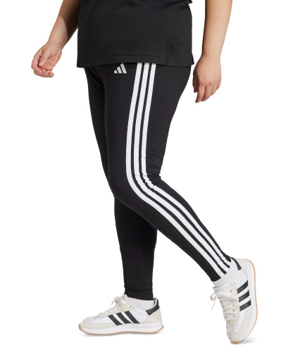 adidas Plus Size Essentials 3-Stripes Cotton Leggings - Black/White
