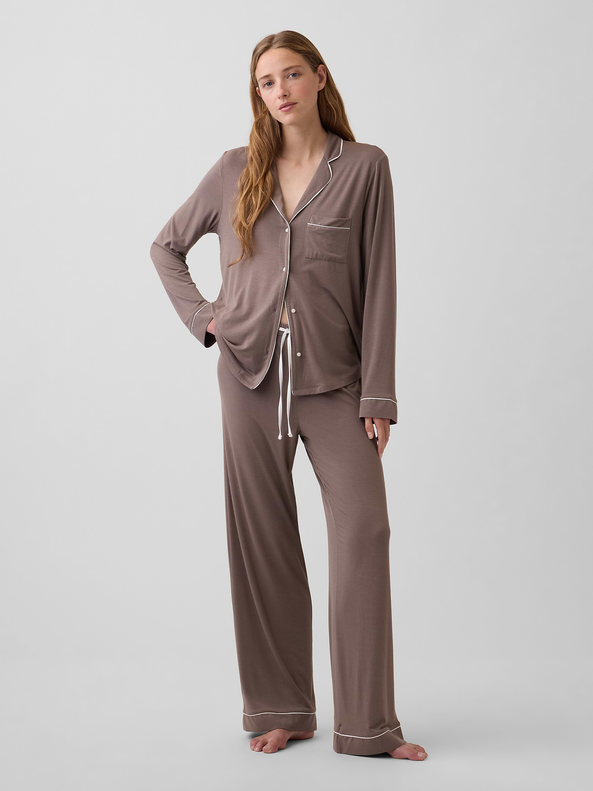 SoftMade Modal PJ Top - Toasted almond brown