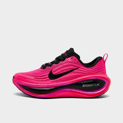 Women's Nithtke Vomero Plus Running Shoes - Part 2 - Black/Hyper Pink/Fuchsia Blast/Black - Left shoe facing left. Outside of the shoe.