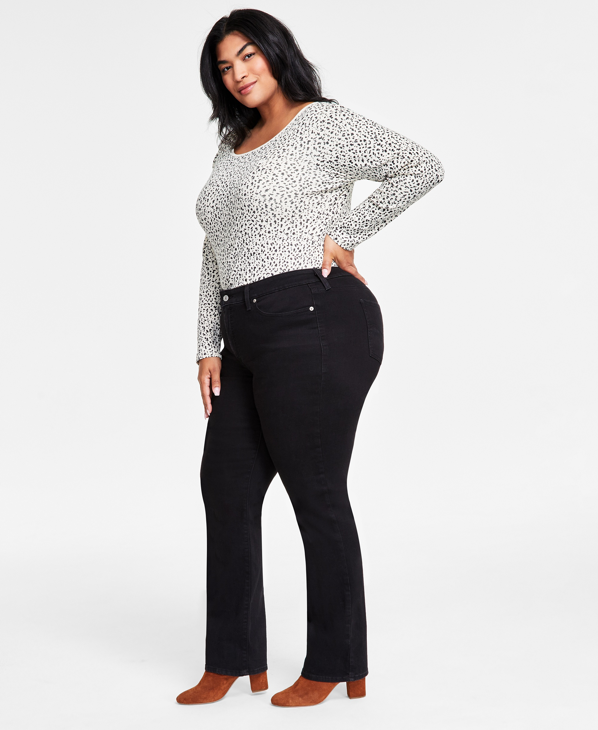 Levi's Trendy Plus Size Classic Straight Leg Jeans - Soft Black