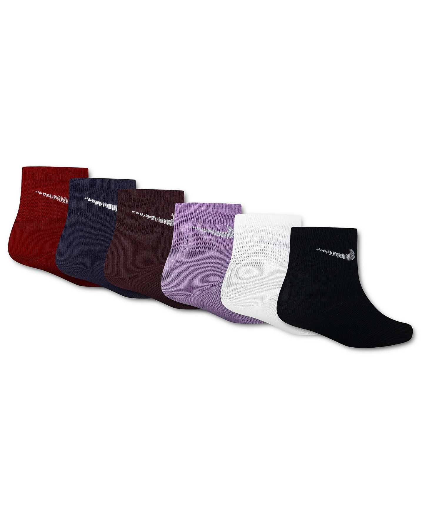 Nike Girls' 4-7 Metallic Swoosh Quarter Socks, 6-Pack - Tough Red