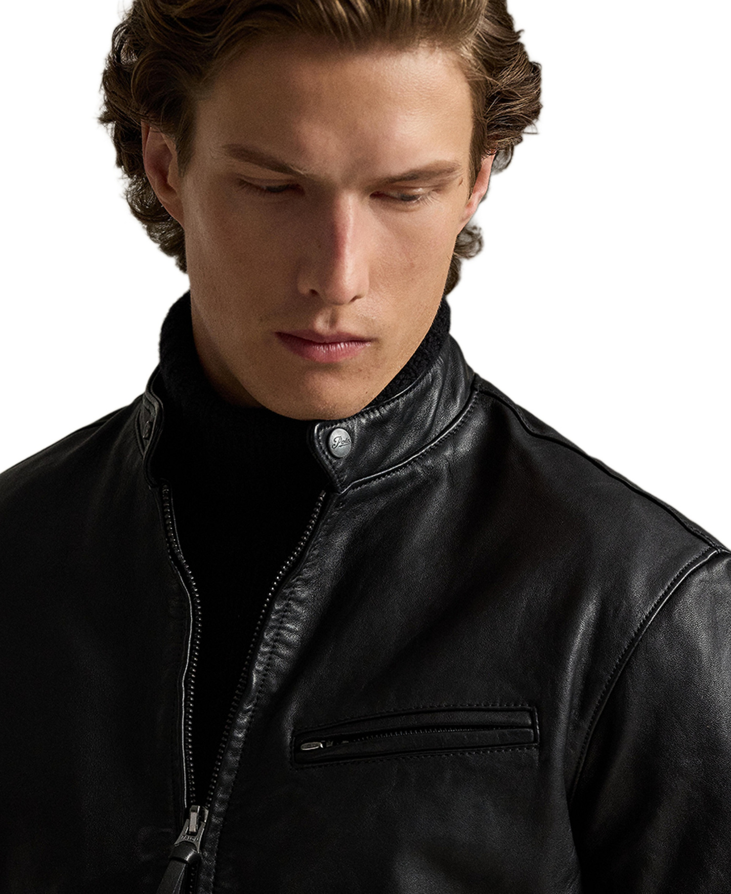 Polo Ralph Lauren Men's Café Racer Leather Jacket - Polo Black