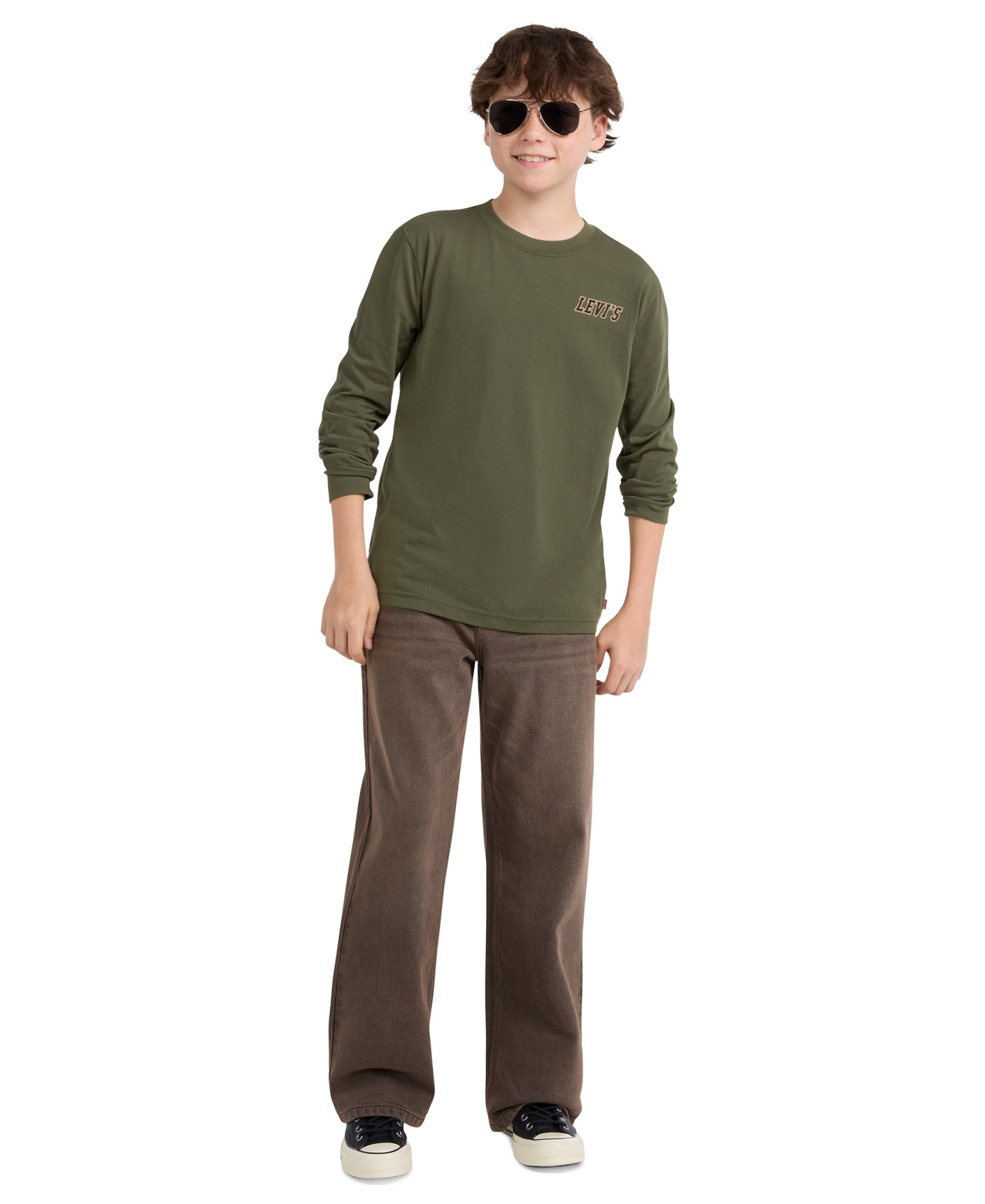 Levi's Boys' 8-20 In the Woods Long-Sleeve T-Shirt - Olive Night