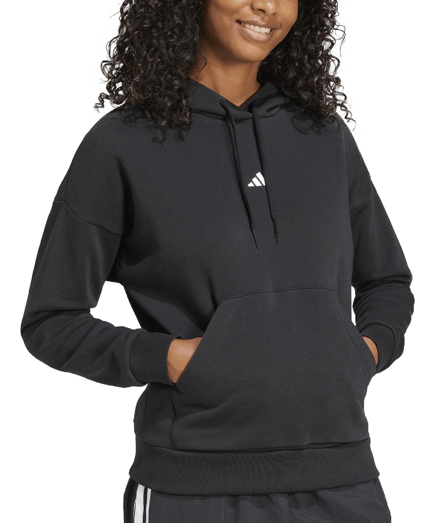 adidas Women's Essentials Long-Sleeve Logo Hoodie - Black/White