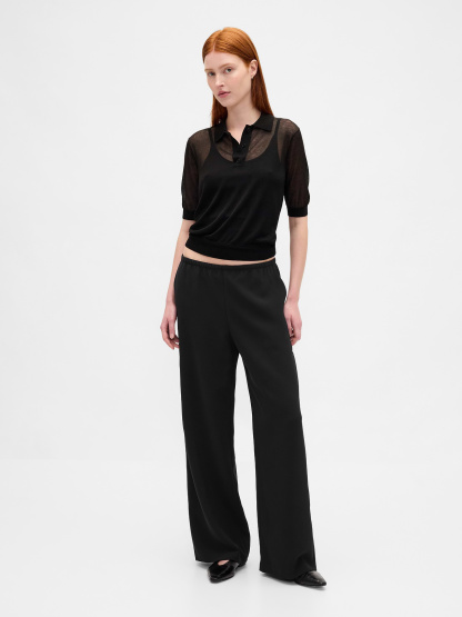 Easy Wide-Leg Pants - Black