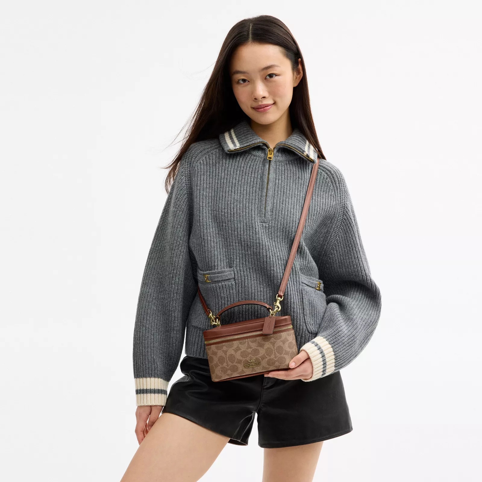 Rainer Crossbody Bag 18 In Signature Canvas - Gold/Tan/Brown - view 3