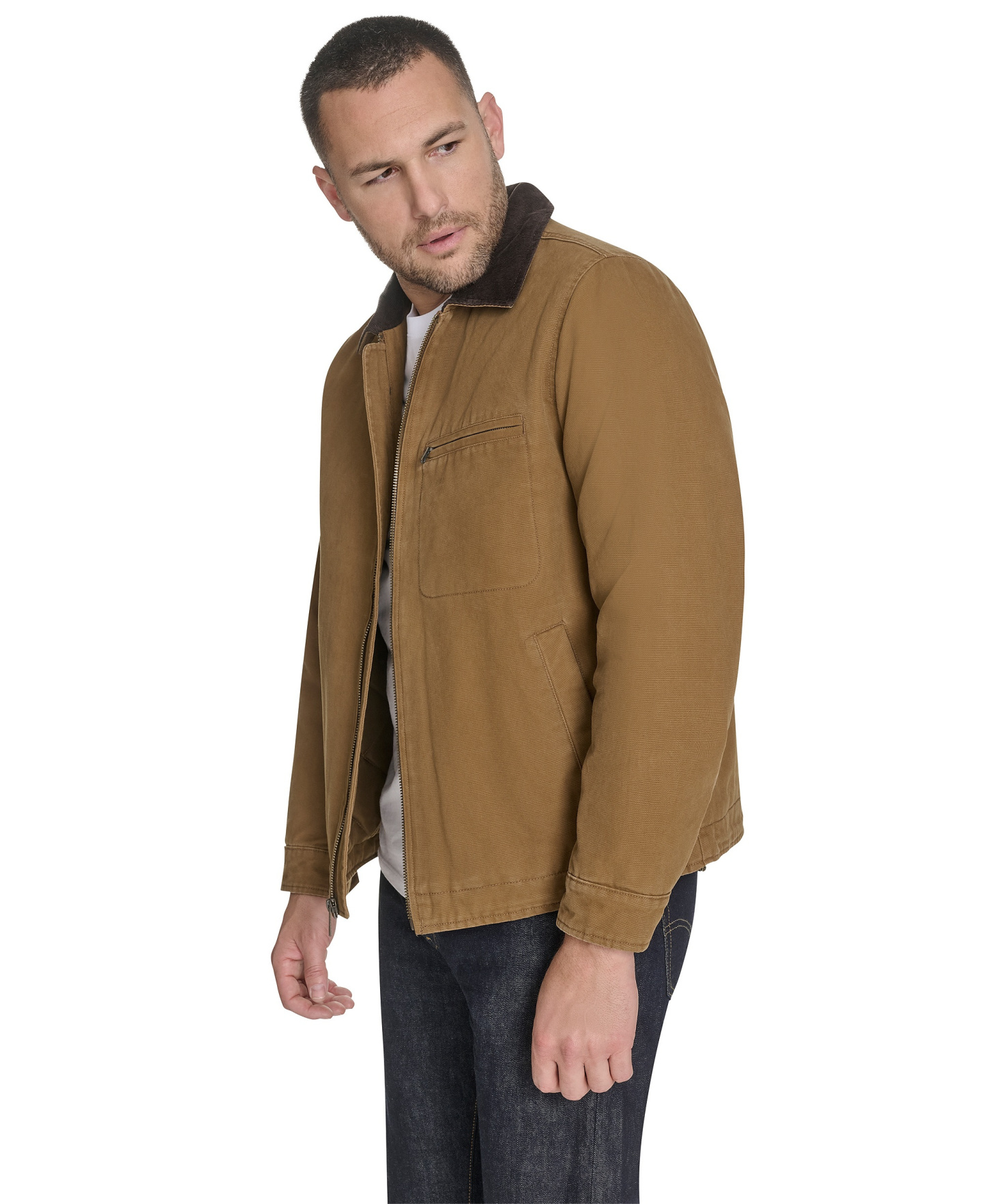 Levi's Men's Cotton Canvas Zip-Front Depot Jacket - Worker Brown
