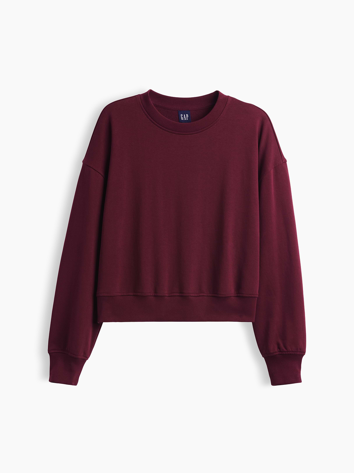 VintageSoft Terry Oversized Wedge Side-Slit Sweatshirt - Purple burgundy
