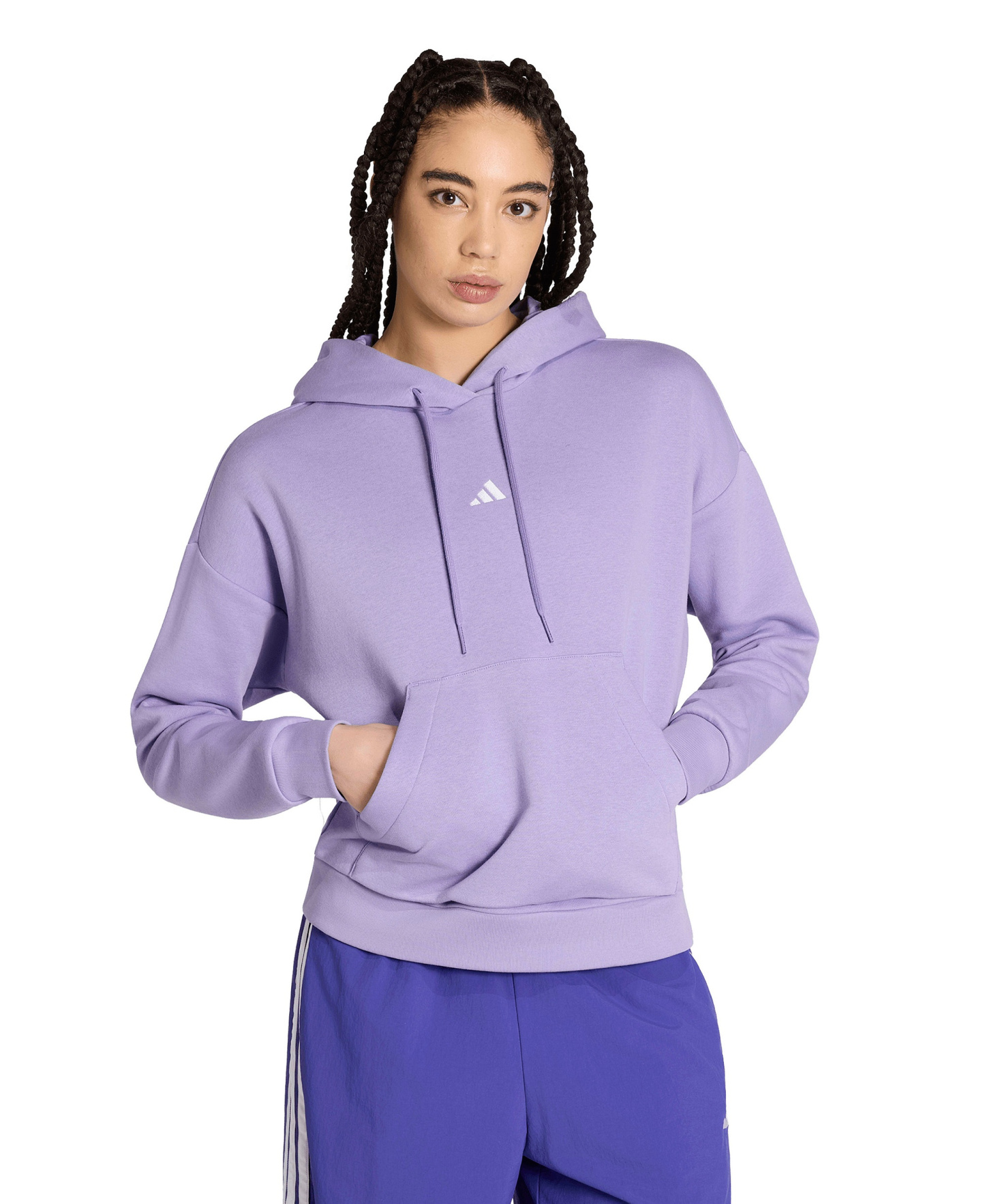 adidas Women's Essentials Long-Sleeve Logo Hoodie - Magic Lilac/White
