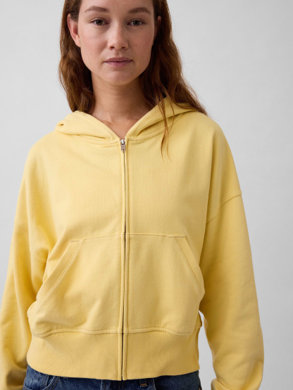 VintageSoft Terry Oversized Wedge Zip Hoodie - Havana yellow