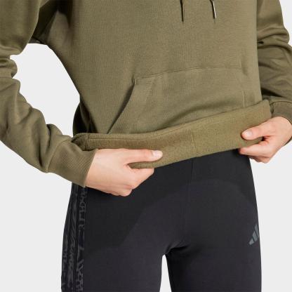 Women's adidas Sportswear Essentials Small Logo Feel Cozy Hoodie - Olive Strata/White