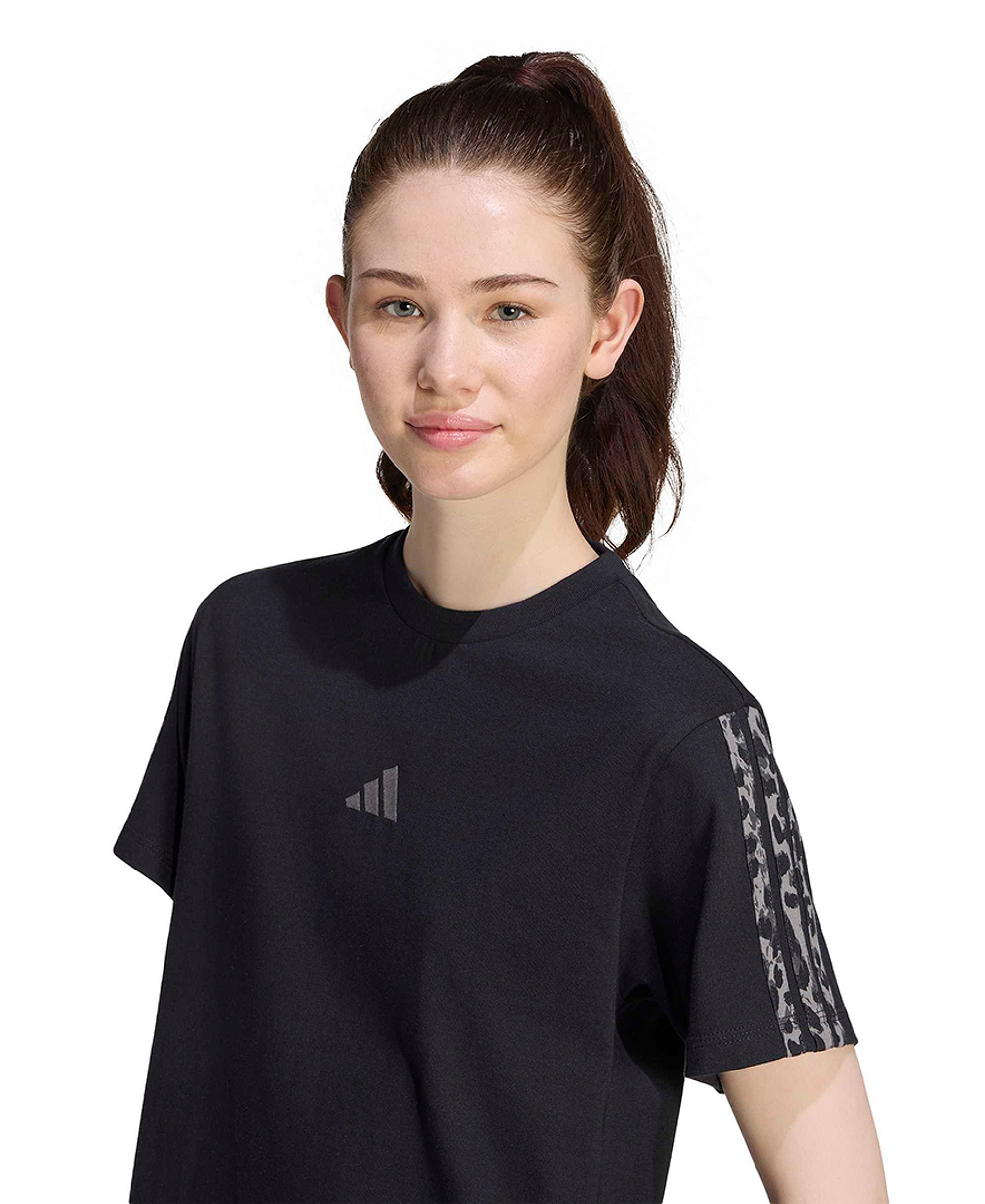 adidas Women's Seasonal Essentials Crewneck T-Shirt - Black/multicolor/grey Four