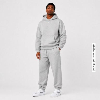 Men's Nithtke Solo Swoosh Pullover Hoodie - Dark Grey Heather/Sail