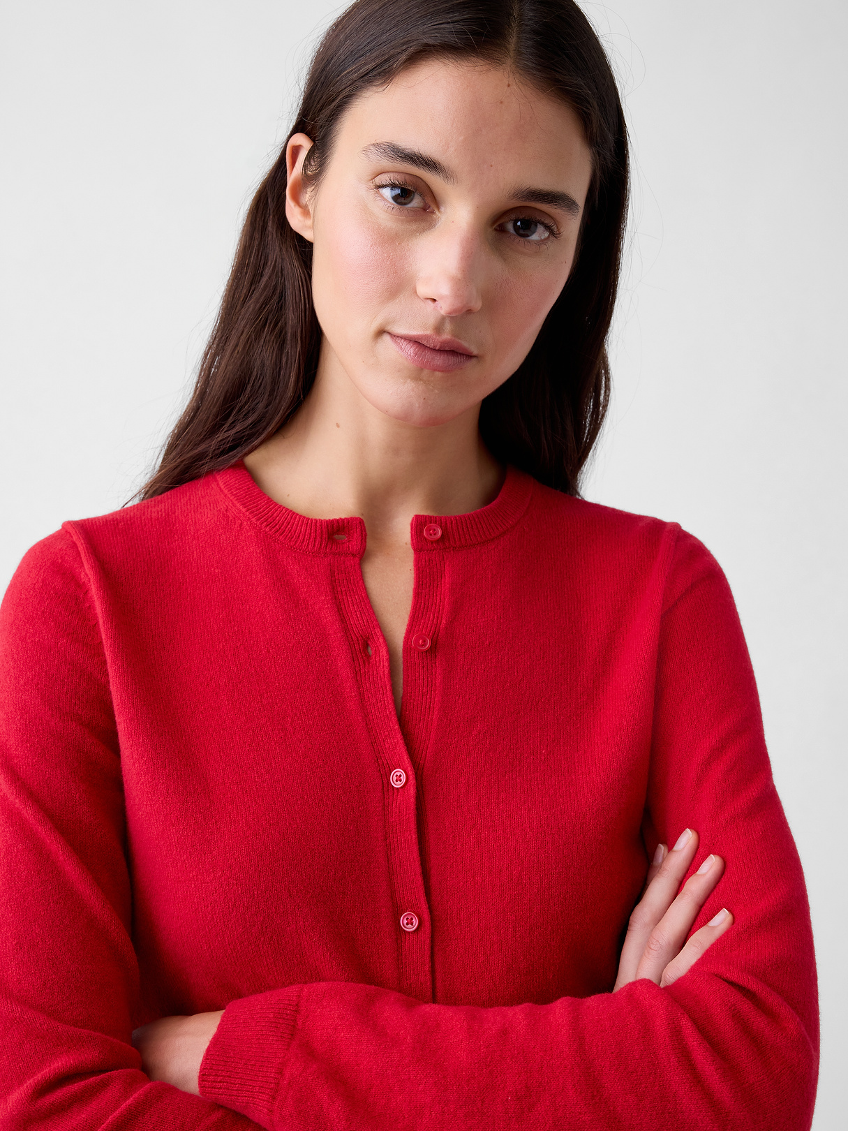 CashSoft Crop Cardigan - Modern red