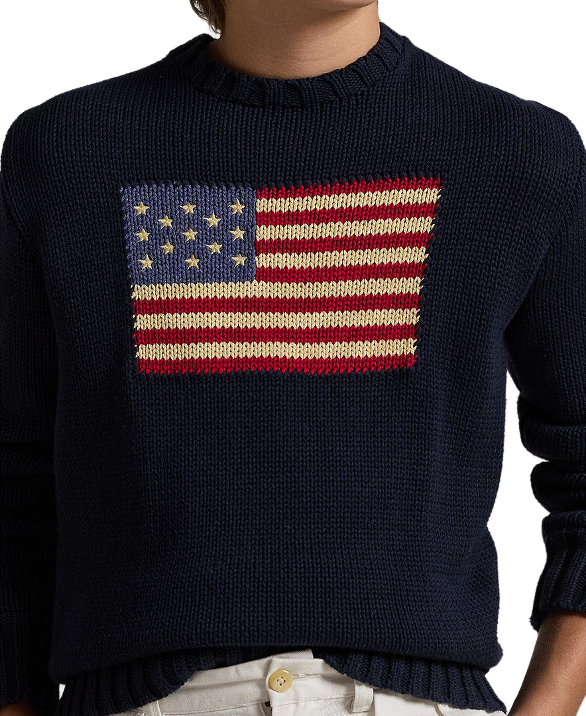 Polo Ralph Lauren Big Boys The Iconic Flag Sweater - Hunter navy