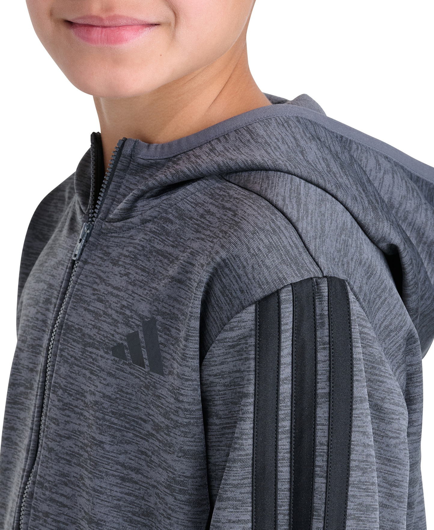 adidas Boys' 8-20 Long-Sleeve Hooded Jacket - Dark Gray Heather