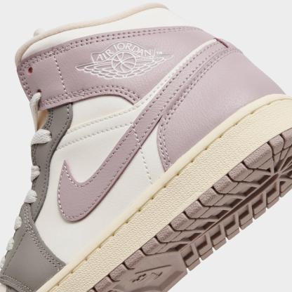 Women's Air Jordan Retro 1 Mid Casual Shoes - Sail/Enigma Stone/Coconut Milk/Particle Rose - view 3