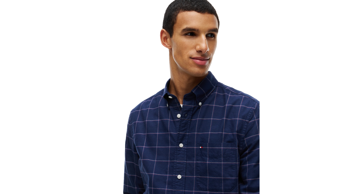 Tommy Hilfiger Men's Heritage Regular-Fit Oxford Windowpane Shirt - Carbon Navy/Check