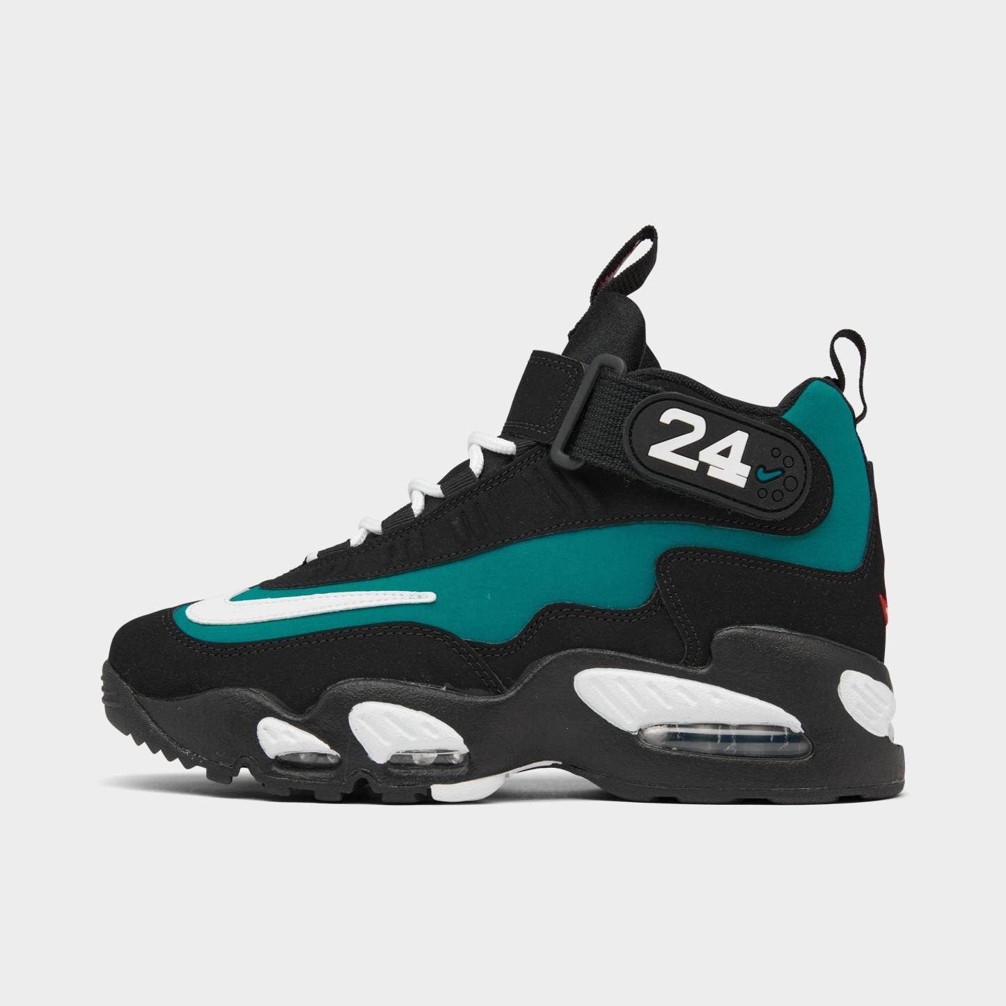Big Kids' Nithtke Air Griffey Max 1 Casual Shoes - Black/Multicolor/Fresh Water/White - Left shoe facing left. Outside of the shoe.