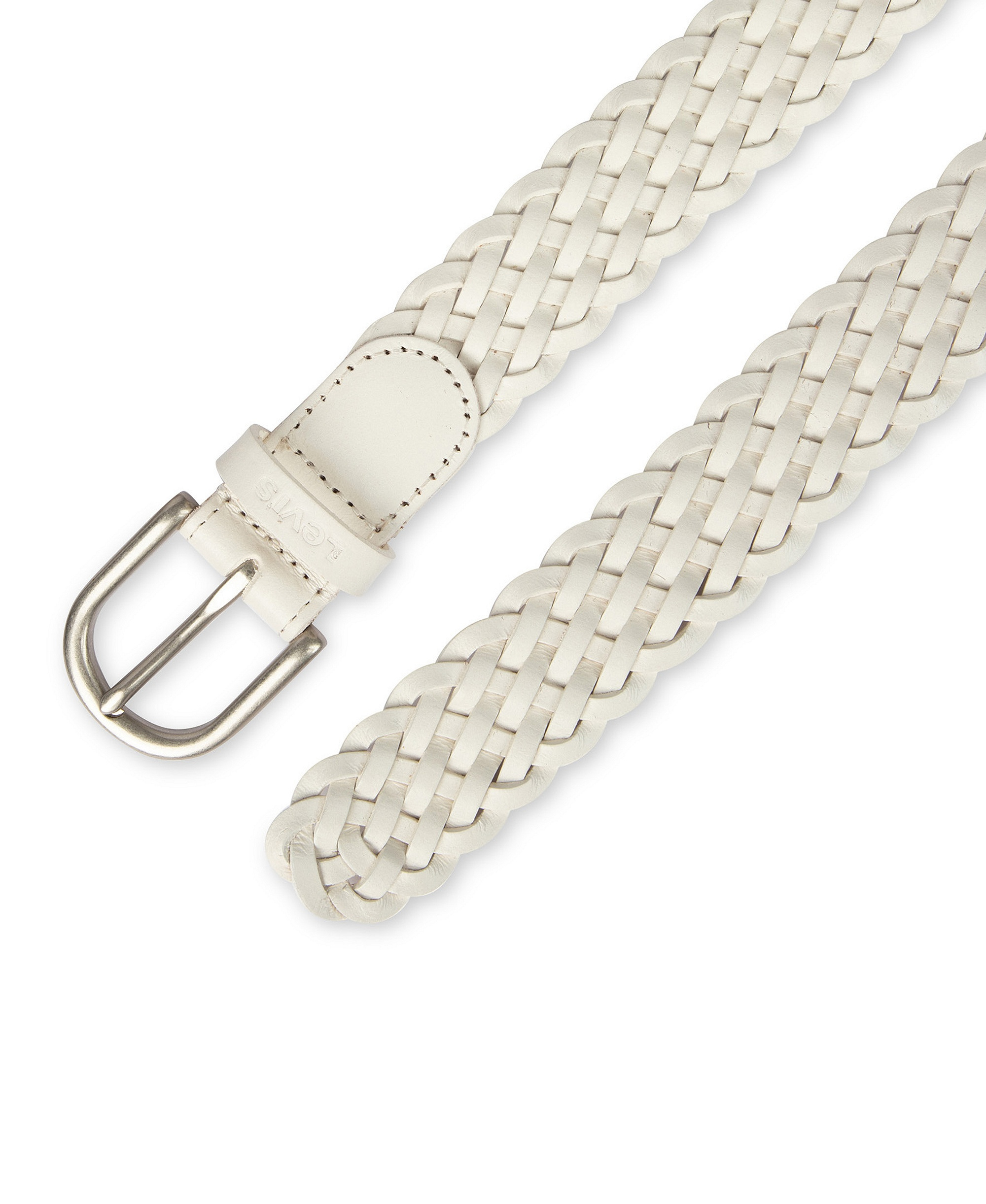 Levi's Women's Fully Adjustable Leather Braided Belt - White
