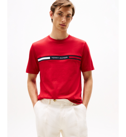 Tommy Hilfiger Men's Chest Insert Logo T-Shirt - Medium Red