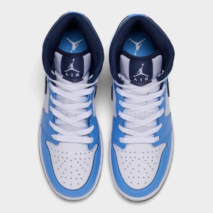Big Kids' Air Jordan Retro 1 Mid Casual Shoes - University Blue/Midnight Navy/White - view 5