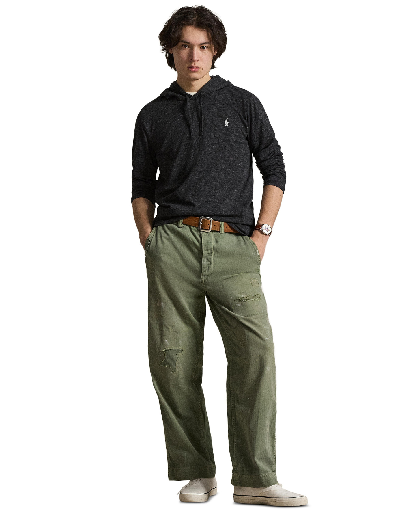 Polo Ralph Lauren Men's Hooded Jersey - Black Heather