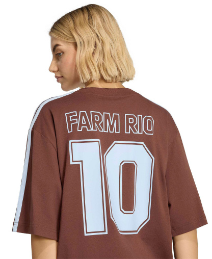 adidas Women's Farm Gfx Tee 2 Retro Graphic-Print 3-Stripes Crewneck T-Shirt - AUBURN/CLE