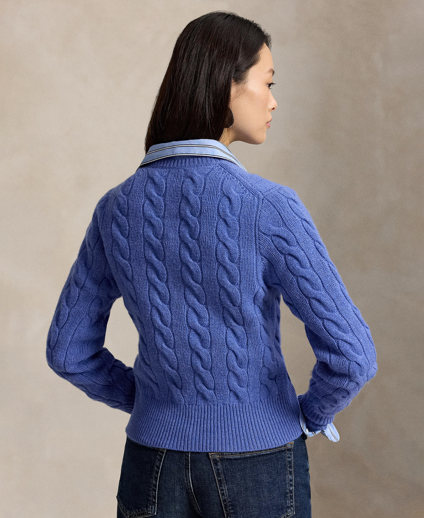 Polo Ralph Lauren Women's Cable-Knit Wool-Cashmere Cardigan Sweater - Dockside Blue Heather