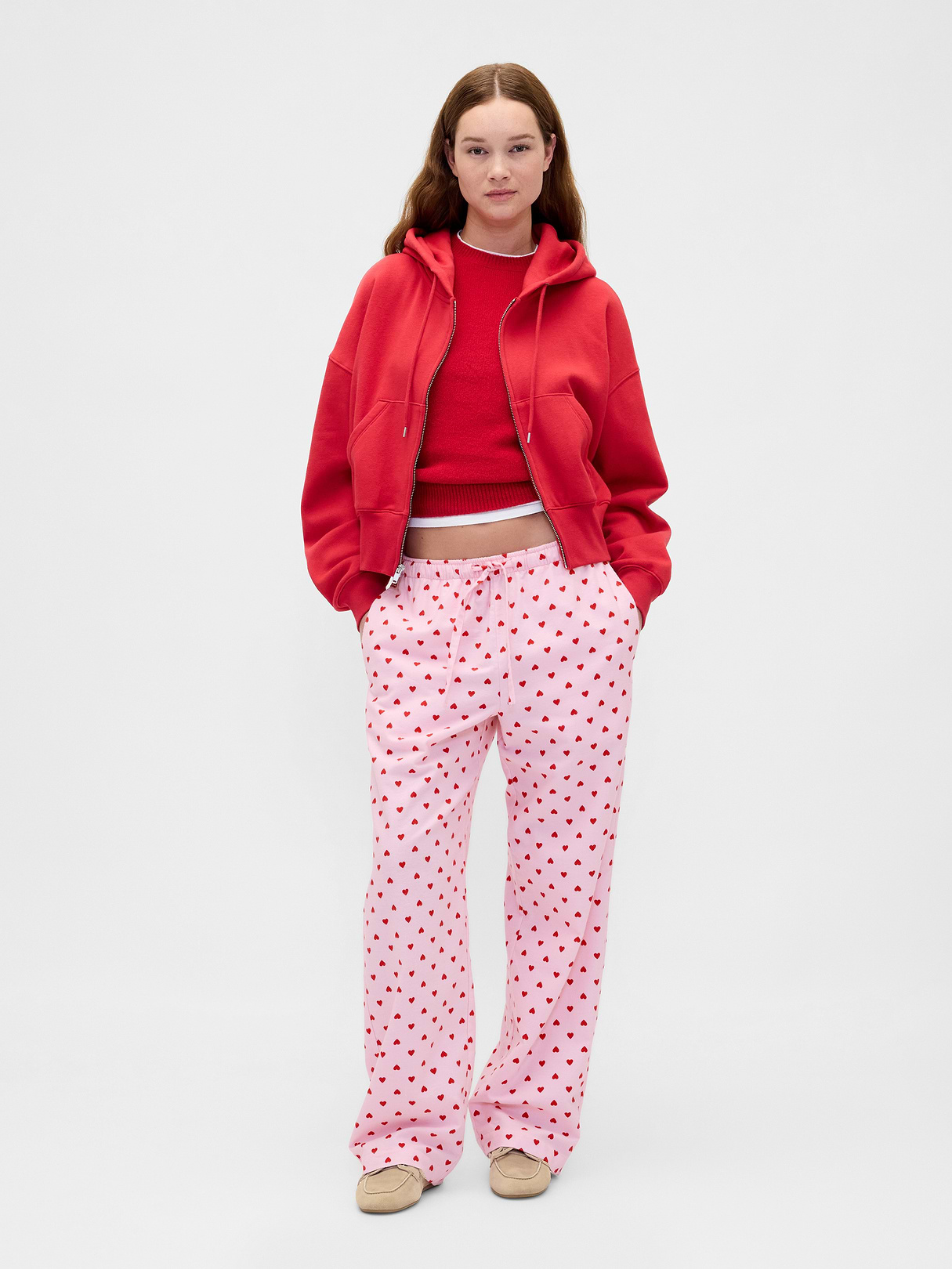 Adult Softest Flannel PJ Pants - Pink hearts