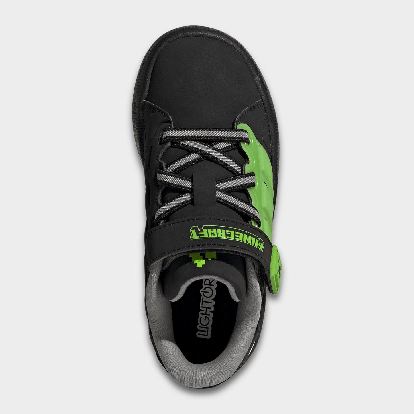Little Kids' adidas x Minecraft Lightorama Court Stretch Lace Hook-And-Loop Casual Shoes - Core Black/Cloud White/Charcoal Solid Grey - Top view