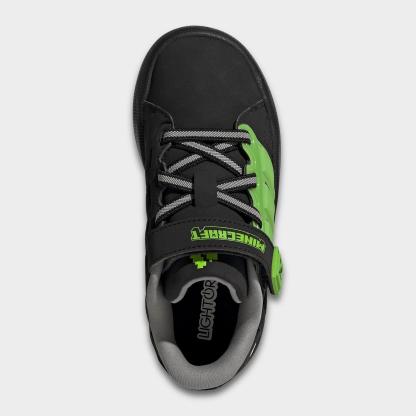 Little Kids' adidas x Minecraft Lightorama Court Stretch Lace Hook-And-Loop Casual Shoes - Core Black/Cloud White/Charcoal Solid Grey - Top view