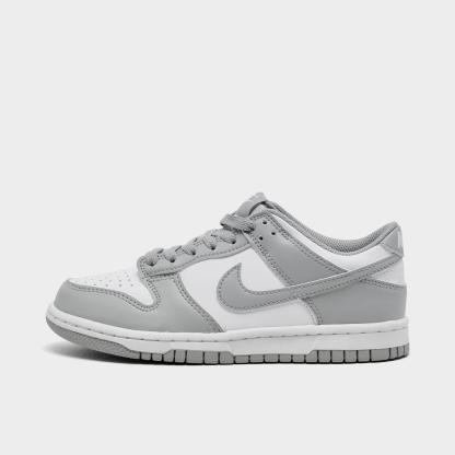 Big Kids' Nike Dunk Low Casual Shoes - White/White/Light Smoke Grey